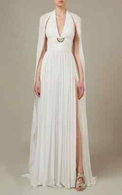 Elie Saab White Leg Long slit Silk Maxi Dress/Gown NEW WITH TAG Size 40/8 $5,850