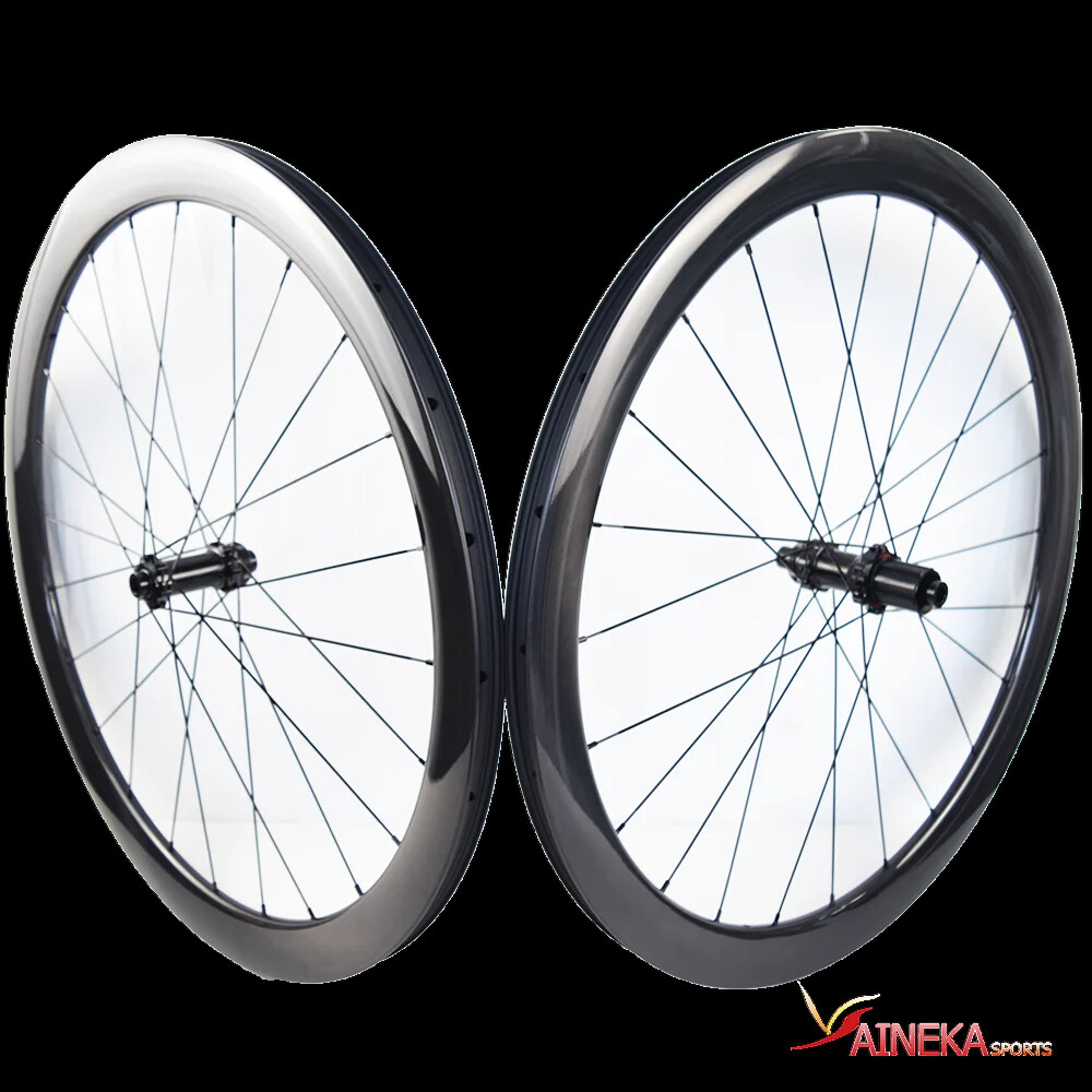 Ruote Ruota Posteriore per Bicicletta 700c Mozzo Carbon Card QR 8-11 velocità Cerchi Doppia Parete 40mm Ruota per Bici Strada C/V- Brake Cuscinetto