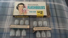 Vintage Sylvania Flashbulbs Blue Dot M2 Unused Bulbs Paper Parts Show Wear