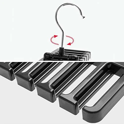 2 Pcs Tie Rack Hanger Belt Holder Hook Closet Organizer Storage Rotating Black - Image 4 of 4