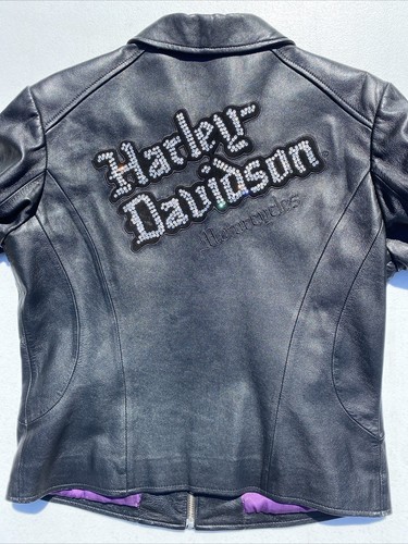 Harley-Davidson Women BRILLIANCE Black Leather Jacket Small 97141-07VW BLING - Picture 5 of 10
