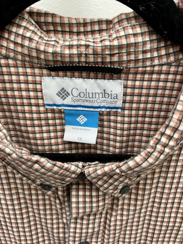 Camicia Columbia donna taglie forti 1X manica lunga con bottoni arancione cotone a quadri escursione - Foto 3 di 3
