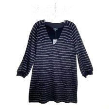 LUCKY BRAND Women's MEDIUM M Tunic Top Dress BLACK V-Neck Long Sleeves NWT