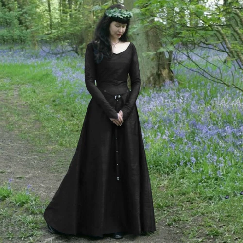 Women Wedding Gow Renaissance Costume Elves Fantasy Dress Vintage Medieval Dress - Picture 6 of 11