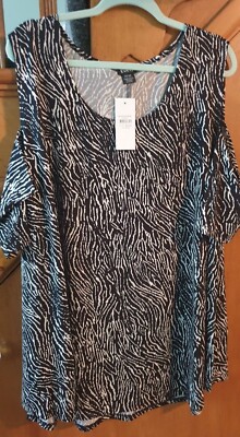Evans - Avenue - Cold Shoulder Top - Mono Bark - Size 30/32 - BNWT - RRP £31.00