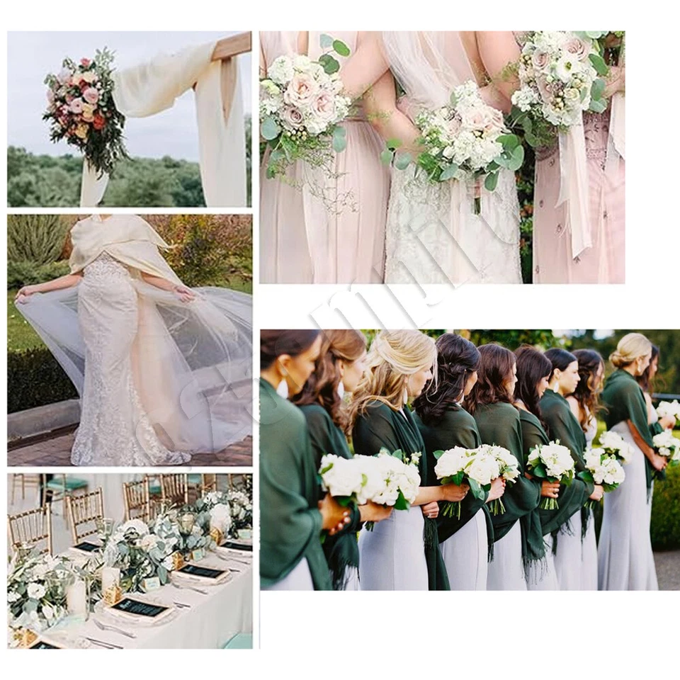 Mantón de pashmina de seda maciza y estola envolvente bufanda de mezcla de lana y seda Foto 2 de 4