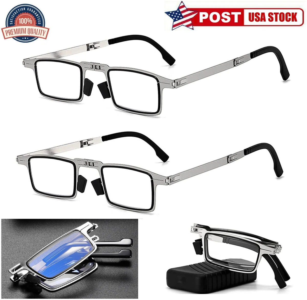 2 Foldable Reading Glasses Portable Anti blue Glasses Ultra