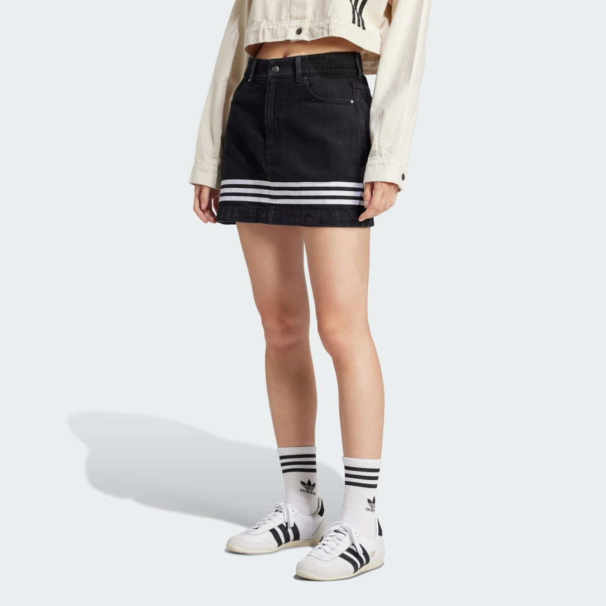 【ADIDAS】Adibreak Denim 2-in-1 Skirt - Black / JJ3096 adidas WMNS Adibreak Denim 2-In-1 Skirt True Black Denim