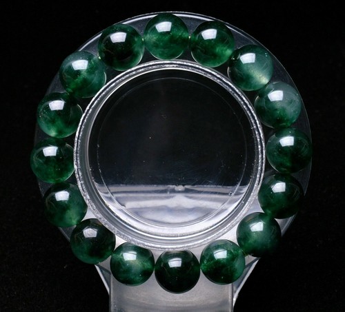 100% Natural 12mm Green Jadeite Round Gemstone Beads Bracelet 7.5" - Picture 4 of 12