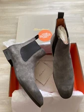 $995 New Authentic Santoni Men's Suede Ankle Boots UK 8.5 US 9.5 Rubber Sole