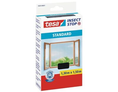 tesa Fliegengitter STANDARD Fenster Insektenschutzgitter anthrazit 1.30m x 1.50m