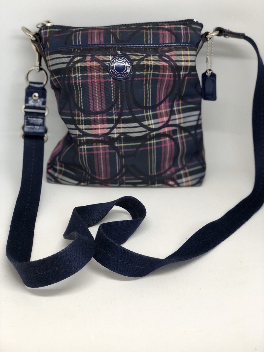 COACH Poppy Tartan Plaid Signature Messenger Bag | eBay