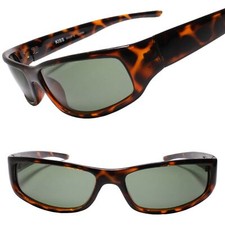 Wrap Around Motorcycle Riding Biker Rectangle Tortoise Mens Sport Sunglasses