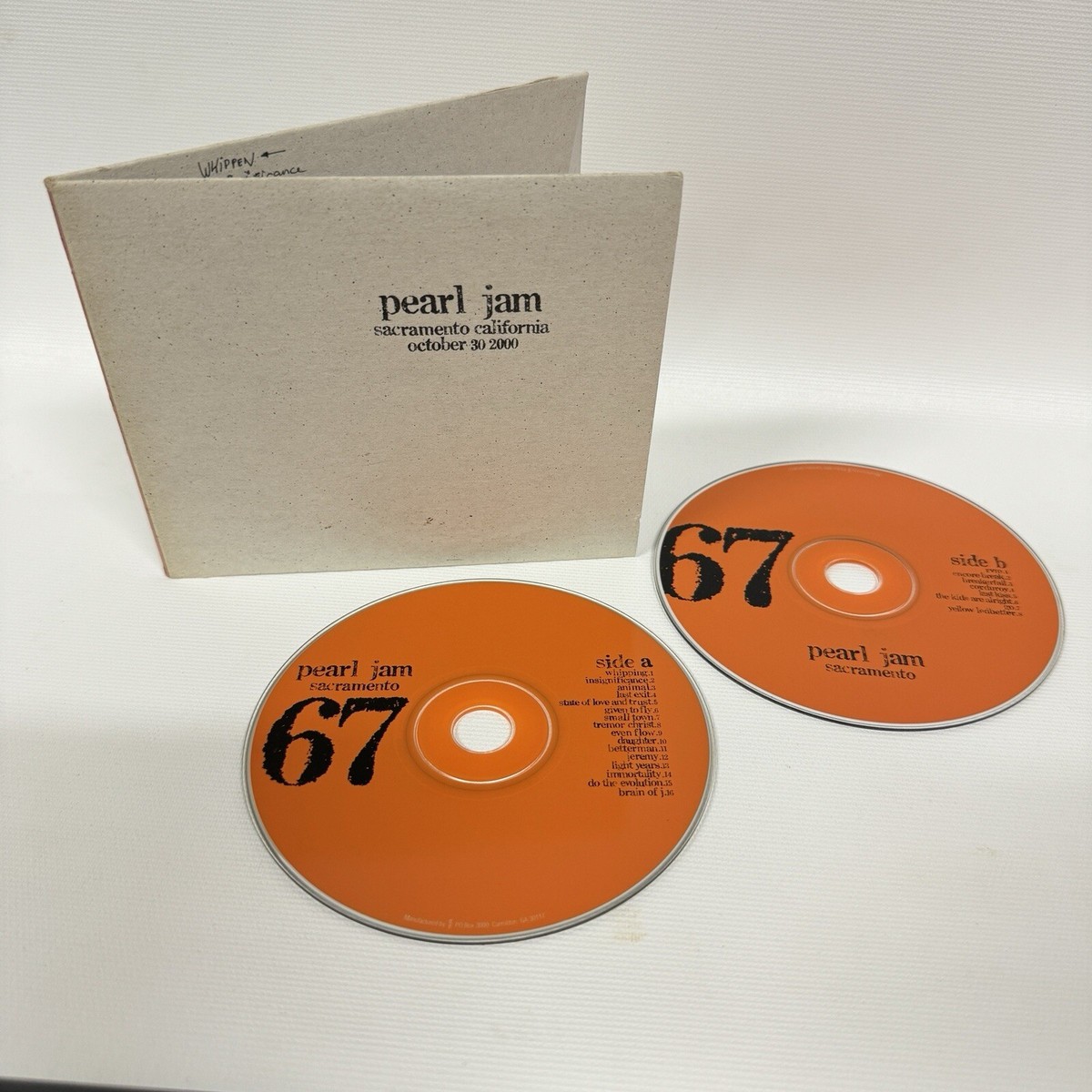 Pearl Jam CD Sacramento Valley Amphitheater 10/30/00 Official Live