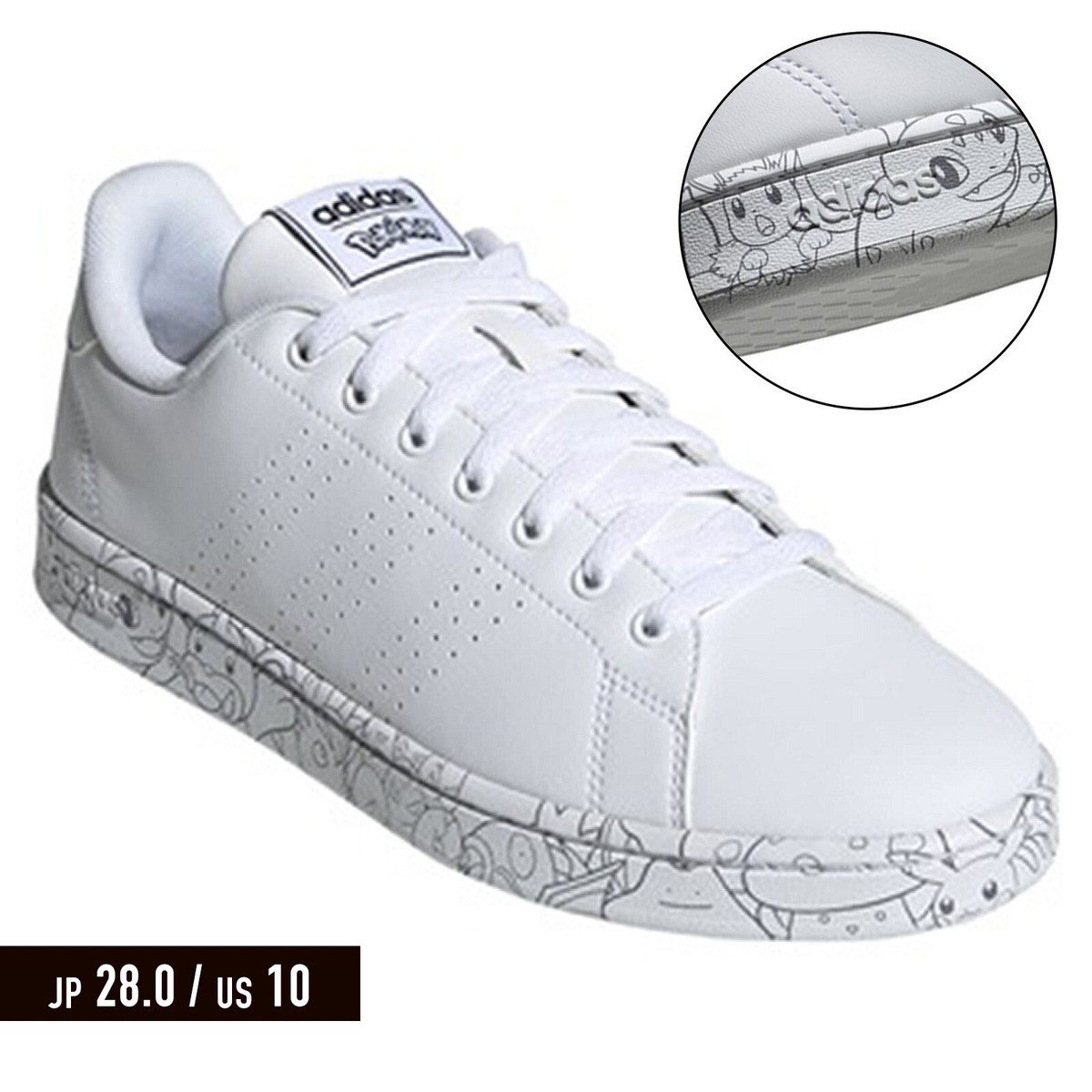 adidas Pokemon ADVANCOURT MENS JP 28.0cm US 10 White Sneakers 