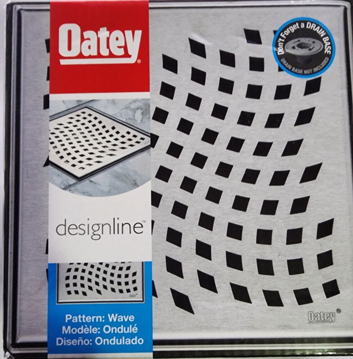 Oatey Designline 6 in. x 6 in. Stainless Steel Square Shower Drain with Wave Pat