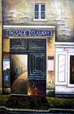 Stretched, Passage Delaunay Storefront, Hand Painted Oil Painting 24x36in