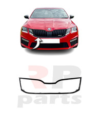 FOR SKODA OCTAVIA (5E) 17-20 FRONT BUMPER UPPER CENTER GRILLE GLOSS BLACK TRIM