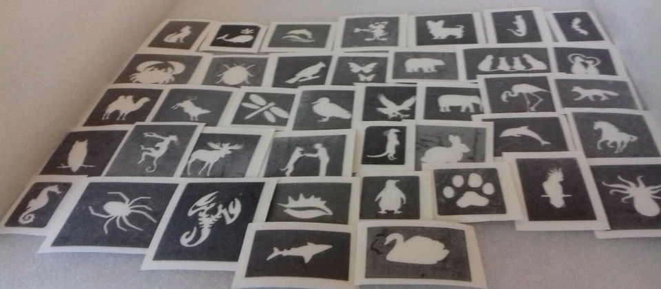 40 mini stencil tema animali per acquaforte su vetro hobby artigianato regalo acquaforte
