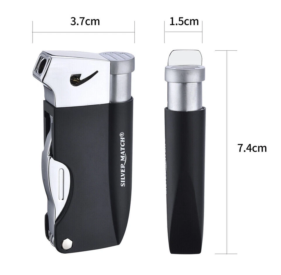Pfeifenfeuerzeug Silver Match Bayswater, 3 Farben, Piezo Flamme, Pfeifenbesteck - Bild 4 von 4