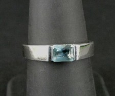 Ring Silver Blue Rectangle Stone Sterling Silver 925 Size 7 Band Ring