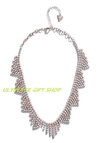 NEW GUESS ROSE GOLD TONE CHAIN LINK,RHINESTONE,STATEMENT NECKLACE - Picture 1 of 2