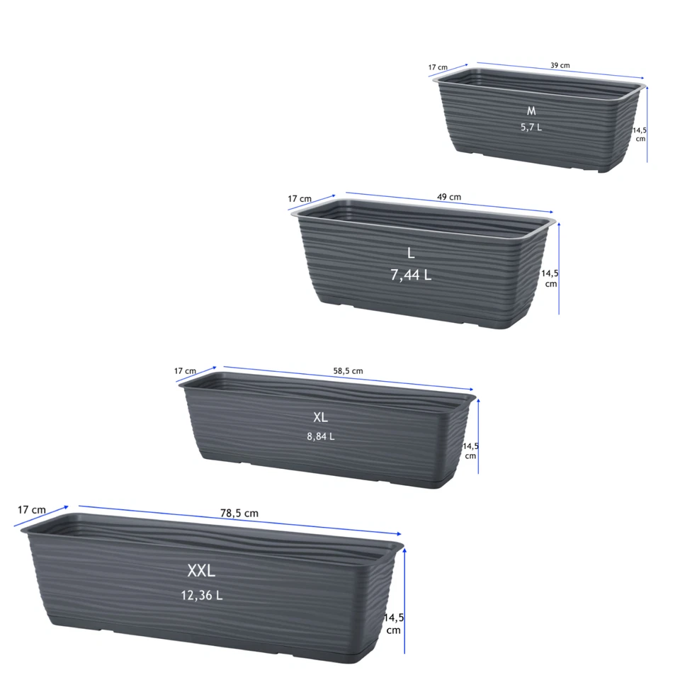 Blumenkasten mit/ohne Halter Balkonkasten Wellen Untersetzer (3Farben; 4 Größen) - Bild 4 von 4