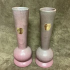 Circa 1930’s Niloak art pottery Ozark dawn glaze bid vase pair w/original Labels