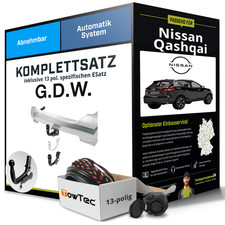 Für NISSAN Qashqai II Typ J11 Anhängerkupplung abnehmbar +eSatz 13pol 13- NEU