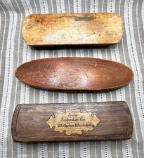 Lot 3 Vintage Shoe Polish Brushes Wooden Hair
