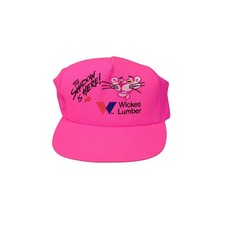 Vintage 80s Wickes Lumber Pink Panther Trucker Snapback Hat Cap USA Made