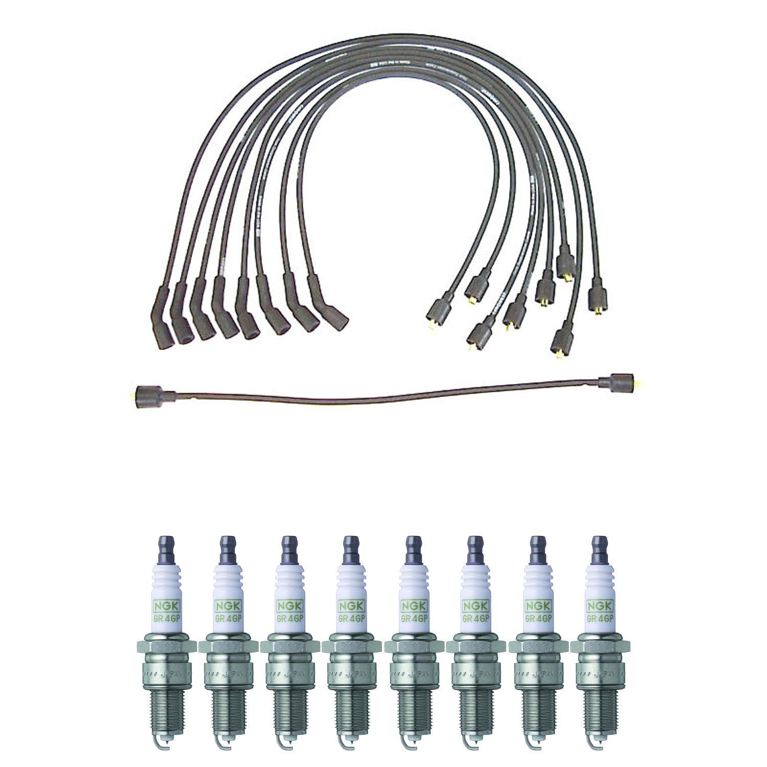 Denso Ignition Wires and NGK Spark Plugs Kit for Jeep Wagoneer 1974-1983 V8