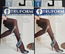 2 Pairs New TRUFORM 1774 Thigh Highs Medium Beige 15-20 Compression Stockings