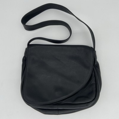 Frank Clegg Black Leather Messenger Shoulder Flap Over Bag