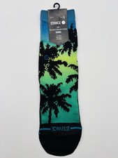 Stance Kids Wade Collection casual crew Socks - Black and Green Palm Large 3-5.5