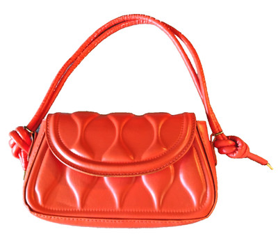 Orange Mini Shoulder Bag Y2K Padded Flap Top Handle Retro