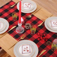 2Pcs Rustic Christmas Table Runner 13 x 84 inch Festive Home Dining Table Decor