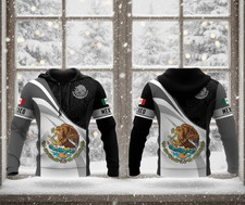 Mexico Black Hoodie 3D Print, Aztec Fleece Pullover Sweatshirt Unisex