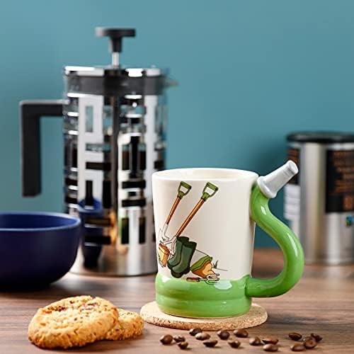 Large Ceramic Tea Coffee Mug Garden Hose Shaped Handle Cup Novelty Gardener Gift