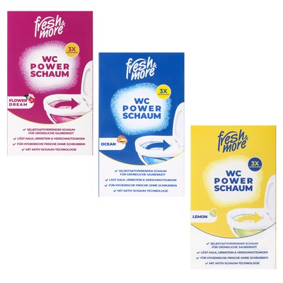 fresh & more WC Power-Schaum Reiniger mit Aktivkohle | 3er Mix Pack (9x 100g)