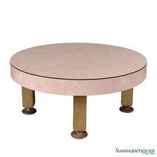 Mid-Century Pink Marbled Formica Round Plant Stand