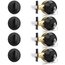 Probrico Black Single Cylinder Deadbolt,Keyed One 4 Pack, 
