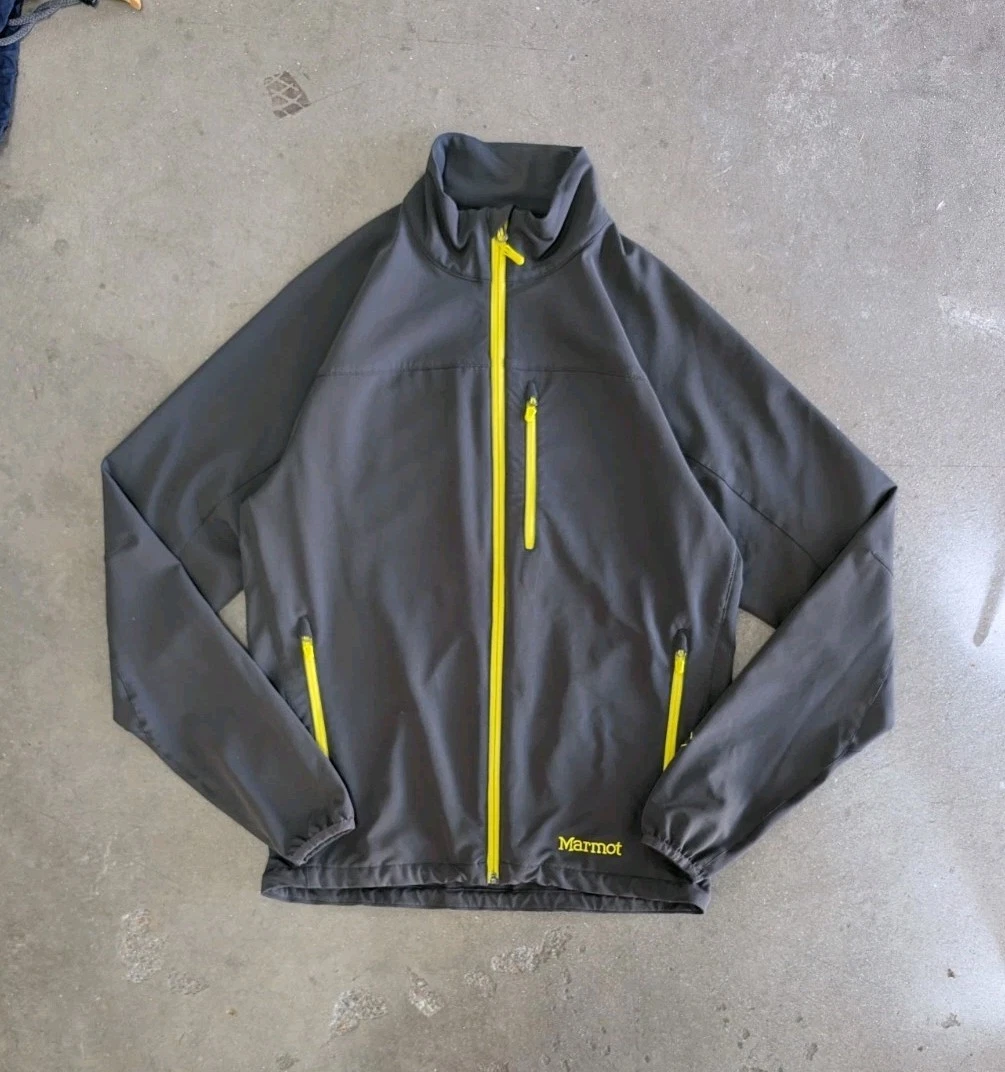 Marmot Softshell Jacket Mens Small Gray Full Zip Lightweight Outdoor Hiking Coat