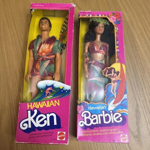 Vintage 1983 Mattel Barbie Hawaiian Ken set #7495  & #7470 damaged boxes *READ*