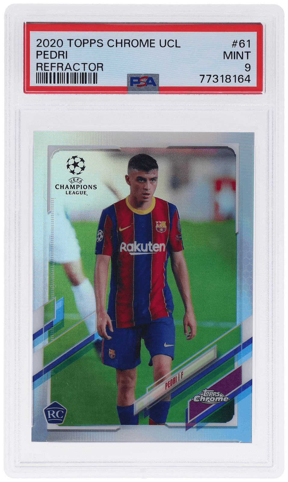 2020 Topps Chrome UEFA Champions League Pedri Refractor #61 PSA 9
