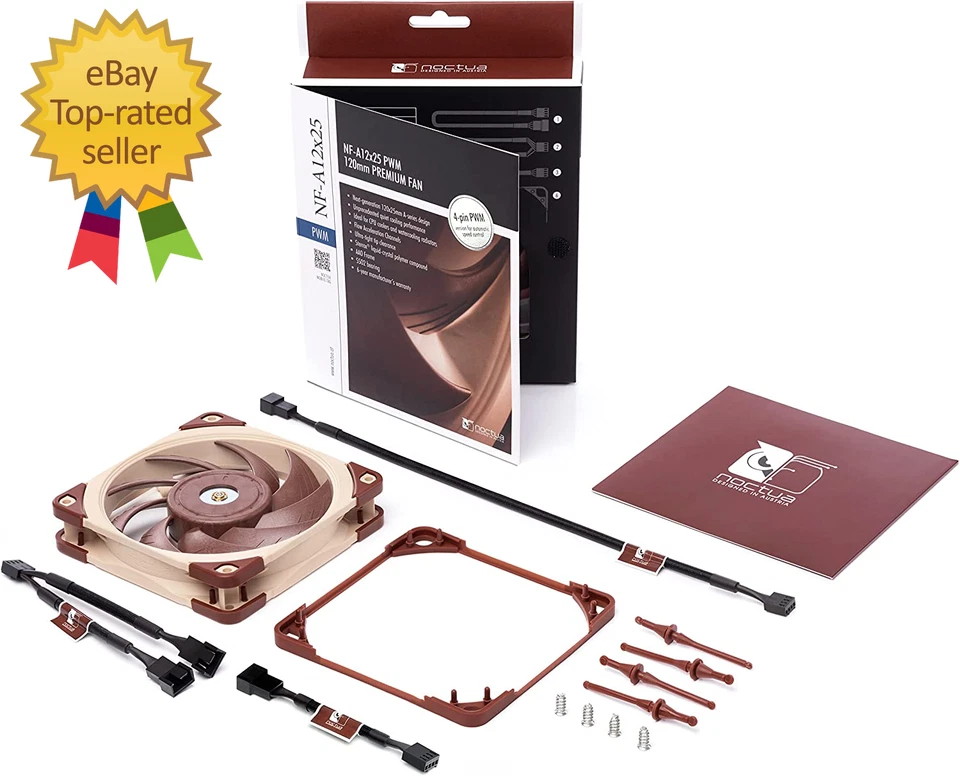 Ventilador silencioso premium Noctua NF-A12x25 PWM, 4 pines (120 mm, marrón) Foto 4 de 4