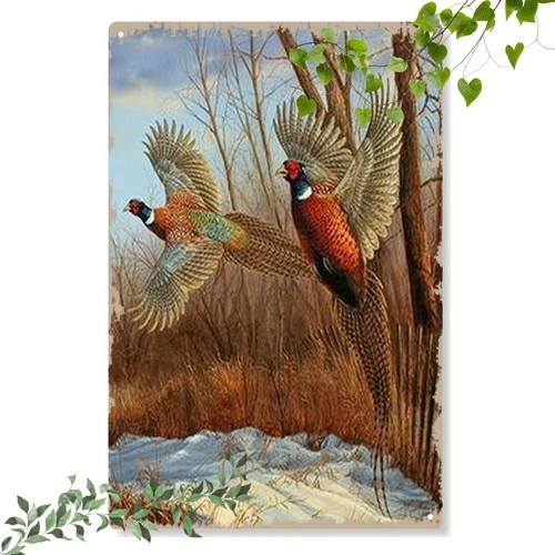 Large Rustic Pheasant Frameless Iron Tin Metal Signs Home Décor 8x12