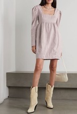 Ganni Babydoll Hemp Mini Dress Size 4 NWT