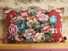 Sanderson BERKELEY Rose Vintage rare Linen Fabric &Claret Velvet Cushion Cover O