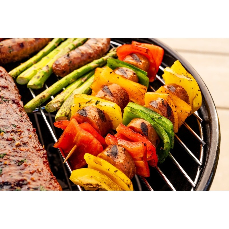 22.5in Charcoal Kettle Grill Outdoor Cooking Ash Catcher Heat Gauge Storage Rack